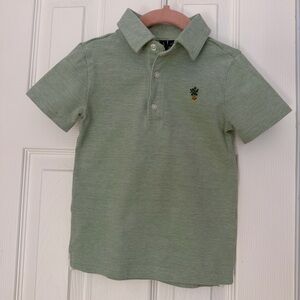 Janie and Jack Kids 100% Cotton Pique Polo Pineapple Shirt Mineral Green Size 3